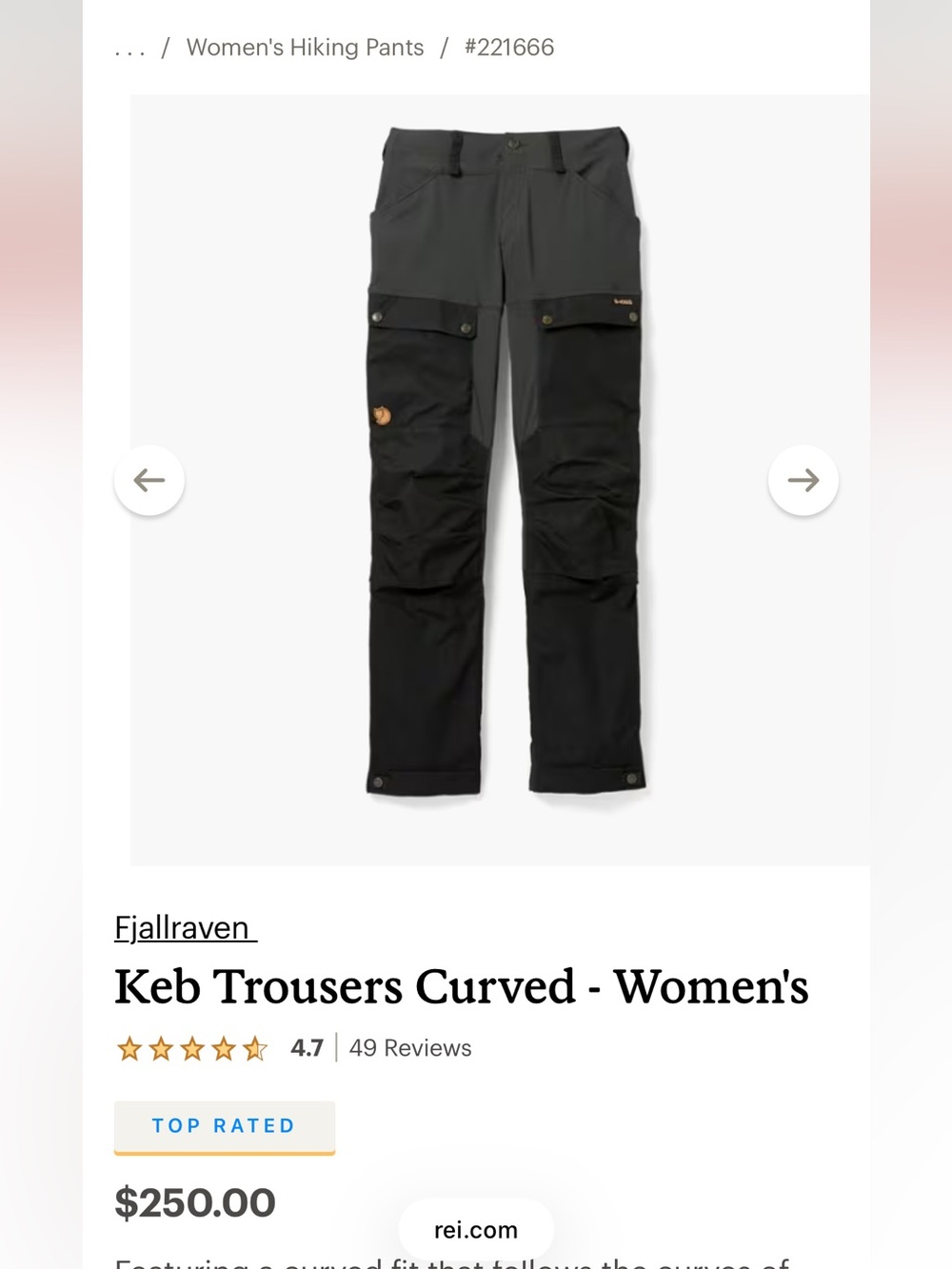 Fjallraven Women’s Black Keb Trousers - Picture 4 of 5